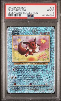 2002 Pokemon Legendary Collection Eevee Reverse Holo 74/110 - PSA 2 GOOD! - Image 1