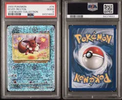 2002 Pokemon Legendary Collection Eevee Reverse Holo 74/110 - PSA 2 GOOD! - Image 3
