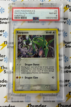 ⚡❄ 2005 Pokemon EX Emerald #9 Rayquaza Holo PSA 8 - Image 1