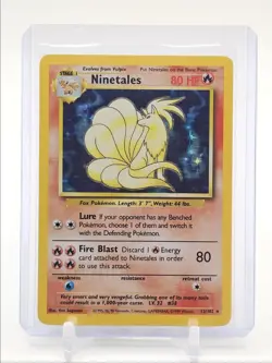 NINETALES 1999 POKEMON ORIGINAL BASE SET RARE HOLO 12/102 Q5282 - Image 1