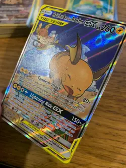 Raichu & Alolan Raichu GX (221/236) Unified Minds Tag Team Alt Art Pokemon Card! - Image 4