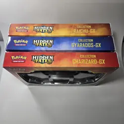 (LOT OF 3) Pokemon Hidden Fates Charizard Gyarados Raichu GX Box - New Sealed - Image 2