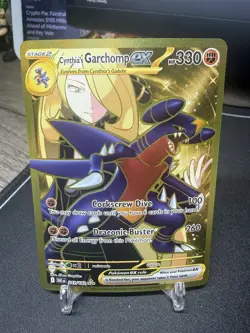 Cynthia's Garchomp ex English Pokemon Card 241/182 Hyper Rare Gold 2025 - Image 1