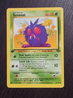 1st Edition Venonat Jungle Pokemon Card NM/LP 63/64 Common - Image 1