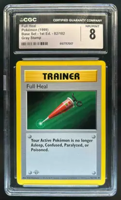 1999 Pokemon 1st Edition Full Heal #82/102 CGC 8 - Image 1