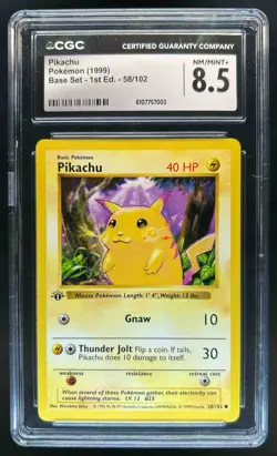 1999 Pokemon 1st Edition Pikachu #58/102 CGC 8.5 - Image 1