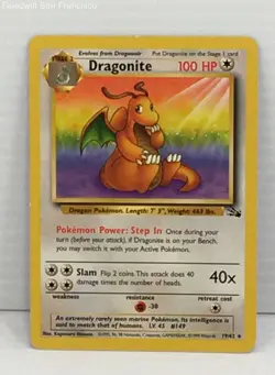 Pokemon TCG Dragonite 19/62 Fossil 1st Edition Non-Holo Trading Card - Image 1