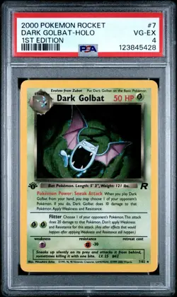 DARK GOLBAT (PSA 4) Pokemon Team Rocket 1st Edition Holo (Swirl) 7/82 - Image 1