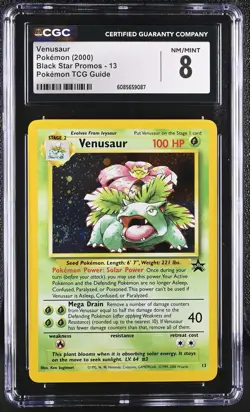 CGC 8 Venusaur 2000 Black Star Promos 13 Holo SWIRL Pokemon Card - Image 1