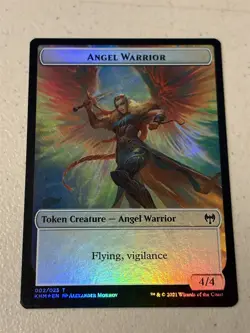 mtg foil token Angel Warrior // Treasure, 002/019, Kaldheim, unplayed - Image 1