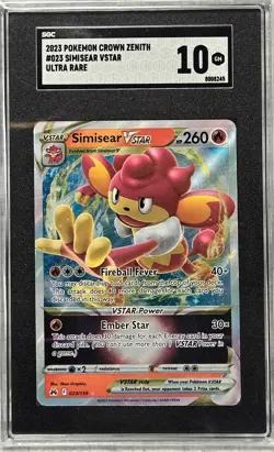2023 Pokemon Crown Zenith Simisear VStar #023 ultra rare SGC 10 - Image 1
