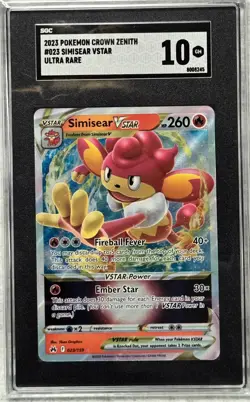 2023 Pokemon Crown Zenith Simisear VStar #023 ultra rare SGC 10 - Image 2