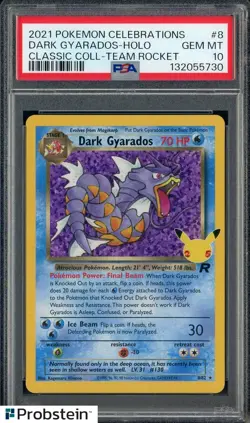 2021 Pokemon Celebrations Classic Coll Team Rocket #8 Dark Gyarados Holo PSA 10 - Image 1