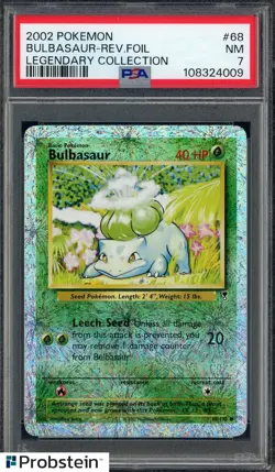 2002 Pokemon Legendary Collection #68 Bulbasaur Reverse Foil PSA 7 NM - Image 1