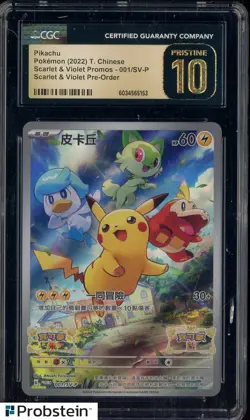 2022 Pokemon T. Chinese Scarlet Violet Promos #001/SV-P Pikachu CGC 10 Pristine - Image 1