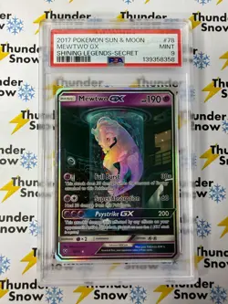 ⚡❄ 2017 Pokemon Sun & Moon Shinning Legends Secret #78 Mewtwo GX PSA 9 - Image 1