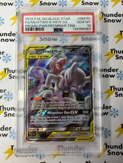 ⚡❄ 2019 Pokemon SM Black Star Promo Mewtwo & Mew GX Tag Team Full Art PSA 10 - Image 1