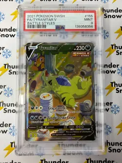 ⚡❄ 2021 Pokemon SWSH Battle Styles #155 Tyranitar V FA PSA 9 - Image 1