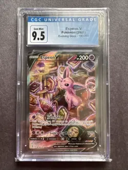 2021 Pokemon TCG Evolving Skies Espeon V Ultra Rare Alt Art 180 CGC 9.5 MINT - Image 1