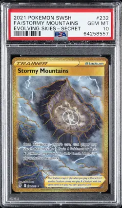 2021 POKEMON SWORD & SHIELD EVOLVING SKIES #232 FULL ART/STORMY MOUNTAINS PSA 10 - Image 1