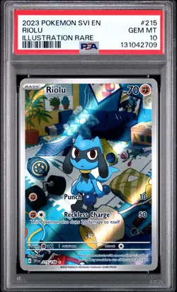 2023 POKEMON SVI EN-SCARLET & VIOLET ILLUSTRATION RARE #215 RIOLU PSA 10 - Image 1