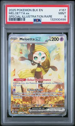 2025 POKEMON BLK EN-BLACK BOLT SPECIAL ILLUSTRATION RARE #167 MELOETTA EX PSA 9 - Image 1