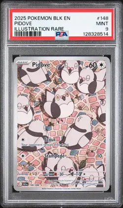 2025 POKEMON BLK EN-BLACK BOLT ILLUSTRATION RARE #148 PIDOVE PSA 9 - Image 1