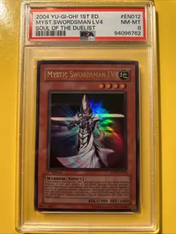 YuGiOh MYSTIC SWORDSMAN LV2 #SOD-EN012🔥PSA 8 NM-MT🔥1st EDITION-2004 ULTRA RARE - Image 1