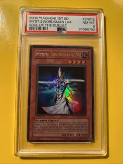 YuGiOh MYSTIC SWORDSMAN LV2 #SOD-EN012🔥PSA 8 NM-MT🔥1st EDITION-2004 ULTRA RARE - Image 4