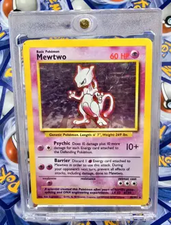Pokemon TCG Mewtwo Base Set Holo Rare Card 10/102 Vintage 1999 LP - Image 1