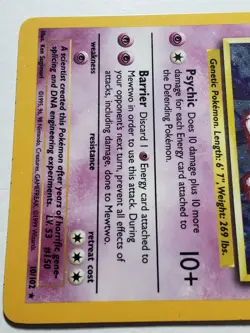 HOLO Mewtwo 10/102 LP - Original 1999 Base Pokemon Card - $2 Combined Shipping - Image 5