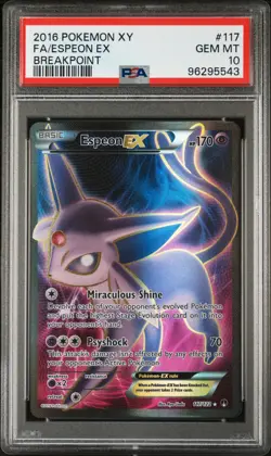 2016 POKEMON XY BREAKPOINT #117 FULL ART/ESPEON EX PSA 10 - Image 1