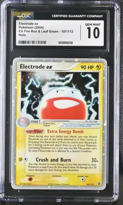 CGC 10 Electrode ex EX Fire Red & Leaf Green 107/112 Holo Pokemon Card - Image 1