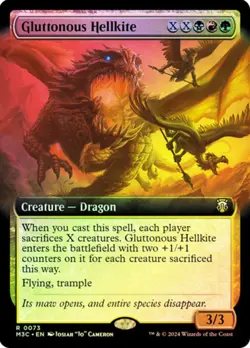 Near Mint x 1 Gluttonous Hellkite - Ripple Foil - Extended Art Commander: Modern - Image 1