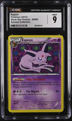 CGC 9 MINT Espeon 2013 Black Star Promos BW92 Holo Pokemon Card - Image 1