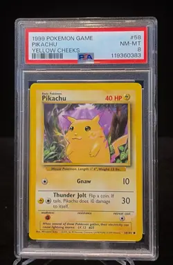 1999 PSA 8 Pikachu Yellow Cheeks 58/102 Base Set Pokemon TCG English - Image 5