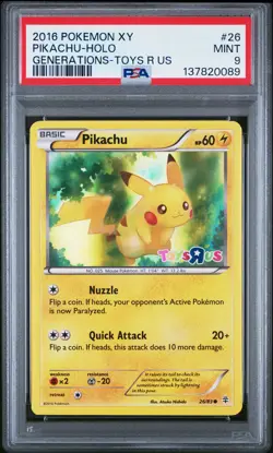 2016 POKEMON XY GENERATIONS TOYS R US #26 PIKACHU-HOLO PSA 9 - Image 1