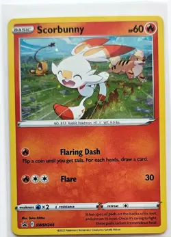 Scorbunny Holographic Black Star Promo Pokemon Card Holo with Growlithe SWSH 244 - Image 1