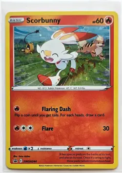 Scorbunny Holographic Black Star Promo Pokemon Card Holo with Growlithe SWSH 244 - Image 2