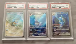 Pokemon 151 - Squirtle, Wartortle, Blastoise - Trio PSA 9 - Image 1