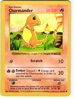 Charmander Shadowless Common Pokemon TCG Base Set 46/102 - Image 1