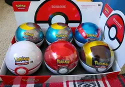 Brand New 6 sealed Pokemon TCG Poke Ball Tin With Display Box - Image 1