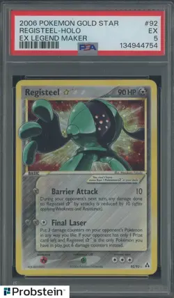 2006 Pokemon Gold Star Ex Legend Maker #92 Registeel Holo PSA 5 EX - Image 1