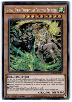 YUGIOH SHIINA, TWIN TEMPEST OF CELESTIAL THUNDER SECRET RARE NM BPRO-EN027 - Image 1