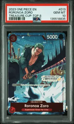 Roronoa Zoro One Piece 2023 Treasure Cup TOP 8 Promo English #013 PSA 10 - Image 1