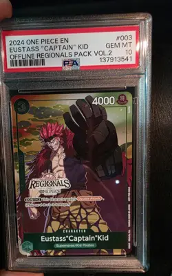 One Piece TCG Eustass"Captain"Kid P-003 Offline Regional Finalist PSA 10 Graded - Image 1