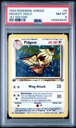 1999 POKEMON JUNGLE 1ST EDITION #8 PIDGEOT-HOLO PSA 8 - Image 1