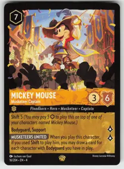 Mickey Mouse - Musketeer Captain Legendary Ursula's Return 16/204 Disney Lorcana - Image 1