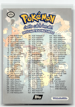 Pokemon Official Trading Cards TV Animation Edition Topps 1999 Checklist - Image 2