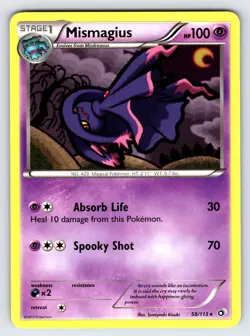 Mismagius 58/113 2013 B&W Legendary Treasures Pokemon Card Non Holo Rare - VLP - Image 1